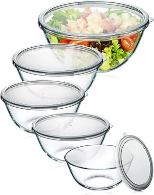 Amazon.com: Glass Mixing Bowls with Lids Set of 5(4.78QT,2.2QT,1.7QT,1.1QT,0.85QT),Thick Glass Nesting Bowls for Kitchen Baking,Cooking Prep,Storage,S