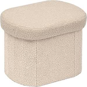 Amazon.com: B FSOBEIIALEO Storage Ottoman for Dorm Room, Boucle Folding Storage Ottoman Foot Rest, 16.14 Inches Small Collapsible Ottoman Cube for Liv