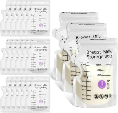 100 Pcs Breast Milk Storage Bags HXC 250ml Milk Storage Bags Breastfeeding Temp-Sensing Breastmilk Storage Bag with Pour Spout BPA Free No-Leak for Br