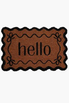 Coir Hello Scalloped Outdoor Mat, 40x60cm