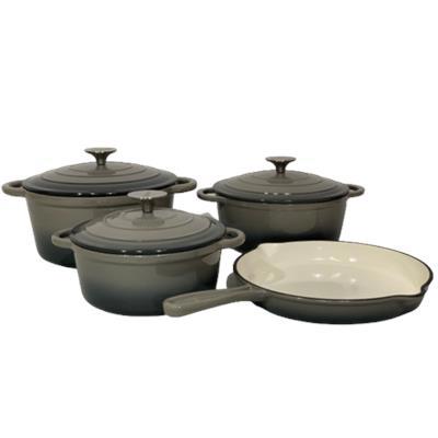 Pot set 7 Piece Cast Iron Grooved Lid Grey | Shop Today. Get it Tomorrow! | takealot.com
