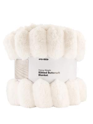 Cozy Cream Ribbed Queen Bed Heavyweight Blanket – PEP Online