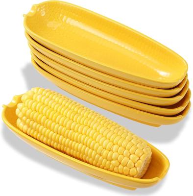 Amazon.com: Kochorie 6 Pack Ceramic Corn on The Cob Dishes 9 Inch Corn Cob Holders Non-slip Bottom, Microwave Dishwasher Oven Safe for Salad Dessert A