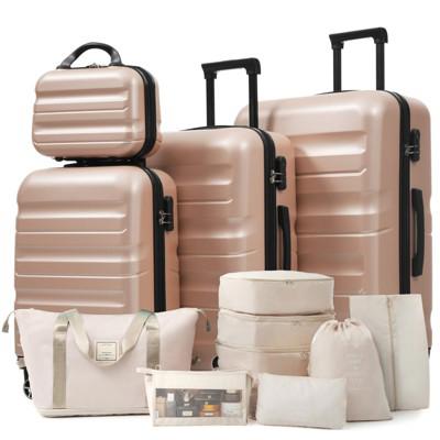 Polibi Luggage Set 12 Piece, 2 Carry-On Suitcase and 2 Check-In Suitcase, 8 Pieces Packing Bags, Champagne : Target