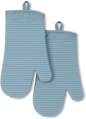 Amazon.com: KITCHENAID Ribbed Soft Silicone Oven Mitt 2-Pack Set, 7.5x13, Fog Blue : Tools & Home Improvement
