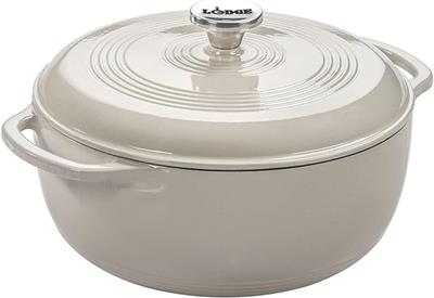Amazon.com: Lodge Essential Enamel Cast Iron Dutch Oven 6 Quarts - Perfect for Bread Baking, Braising, Marinating & Slow Cooking, Features Moisture-Se