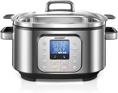 Amazon.com: HOUSNAT Slow Cooker, 10 in 1 Programmable Slow Cooker 6QT 304 Stainless Steel Inner Pot, Multi-Cooker with Rice, Yogurt, Sauté, Steam, Del