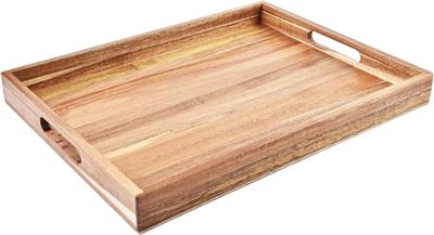 Amazon.com | Acacia Wood Serving Tray with Handles (17 Inches) – Decorative Serving Trays Platter for Breakfast in Bed, Lunch, Dinner, Appetizers, Pat