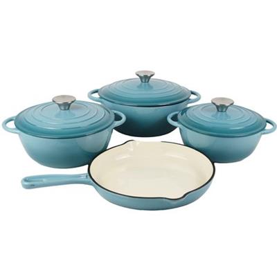 La Cocina 7 Piece Turquoise Cast Iron Enamel Cookware Set | Shop Today. Get it Tomorrow! | takealot.com