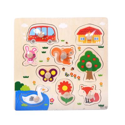 TopLLC Educational Toys Toddler Toys 9 Piece Wooden Happy Farm Puzzle Early Learning Baby Kids Toys C Birthday Christmas Gifts for Kids Children - Wal