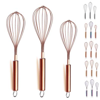 ReaNea Rose Gold Whisk Set Pack of 3 Stainless Steel 8 10 12 Whisks for Cooking, Beater, Kitchen Wire Wisk - Walmart.com