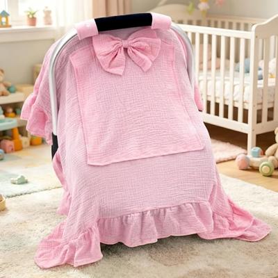 Amazon.com: Car Seat Cover Baby Girls, Muslin Infant Car Seat Cover with Detachable Bow, Handmade Baby Carrier Cover with Mesh Peekaboo Window, Multi-