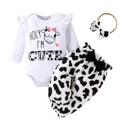 PatPat Baby Girl Newborn Clothes, Long Sleeve Romper Bodysuit, Cow Print Bowknot Trousers, 0-3 Months - Walmart.com