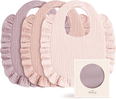 Amazon.com: Konssy 3-Pack Muslin Baby Girl Bibs, 100% Cotton with Ruffle Trim | Ultra Soft & Absorbent, Baby Essentials for Drooling and Teething, for