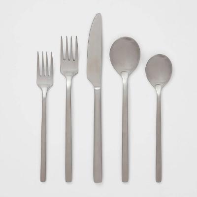 20pc Ashby Flatware Set Silver - Threshold™: Stainless Steel Silverware, Service for 4, Forks Spoons Knives Set : Target