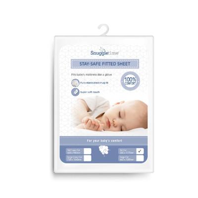 Snuggletime stay safe fitted sheet standard cot grey 320