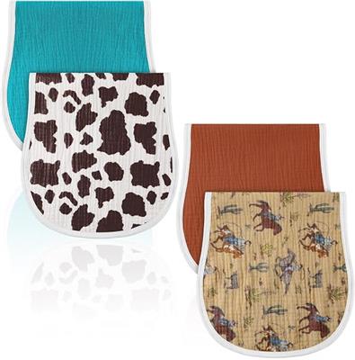 Amazon.com: Hahafelt 4 Pcs Western Cowboy Baby Burp Cloths 100% Cotton Absorbent & Soft Burping Cloth Newborn Towel 2-in-1 Large Size Baby Spit up Bur