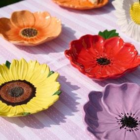 The Cottage Garden Set of 4 Bright Flower Plates | Dunelm