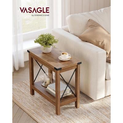 VASAGLE 2-Tier End Table, Side Table with Bottom Shelf, Nightstand for Small Spaces, for Living Room, Bedroom, Farmhouse Style, Honey Brown : Target