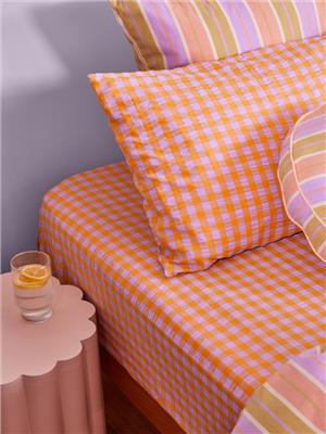 Mosey Me Kumquat Bloom Seersucker Fitted Sheet | Garmentory