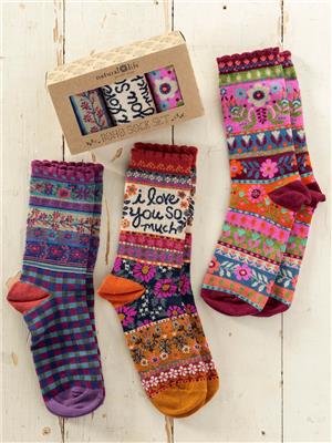 Boxed Boho Sock Set, Set of 3 - Blue Floral – Natural Life