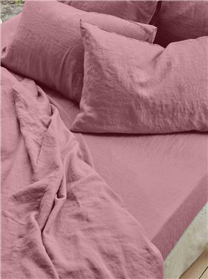 Raspberry 100% Linen Fitted Sheet | Piglet in Bed US