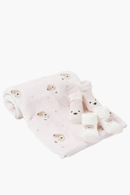 2 Pack Bear Socks + Blanket Set