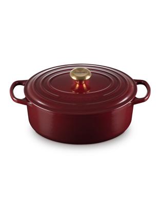 Le Creuset Signature Oval Casserole 29cm Garnet Gold Knob | David Jones