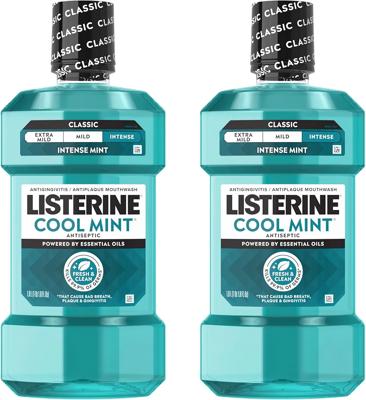 Amazon.com : Listerine Mouthwash Cool Mint Antiseptic Treatment for Adults Kills 99.9% of Germs that Cause Bad Breath Plaque Gingivitis in a Daily Int