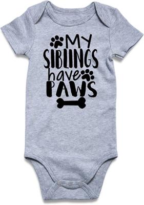 Amazon.com: Funnycokid Infant Romper Jumpsuit Clothes My Siblings Have Paws Short Sleeve Bodysuits Cotton, Grey, 70/0-3 Months: Clothing, Shoes & Jewe