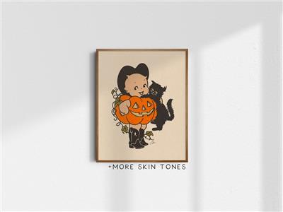 Kewpie Cowgirl Pumpkin, Halloween Art Print, Giclée Fine Art Print, Vintage Cowgirl Wall Art, Kewpie Pumpkin, Kewpie Halloween, UNFRAMED - Etsy