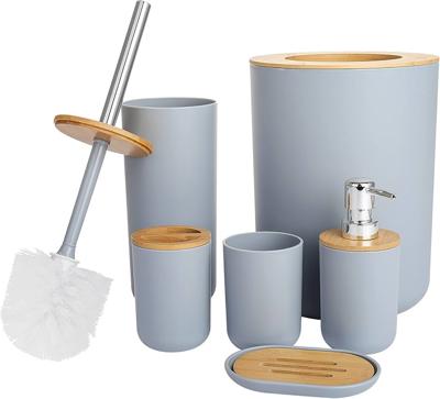 GREENSAPPIRE Bathroom Accessories Set - 6-piece Modern Bathroom Bin And Toilet Brush Set - Includes Trash Can Toilet Brush Toothbrush Holder Soap Disp