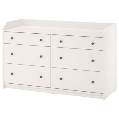 HAUGA 6-drawer dresser, white, 138x46x84 cm (543/8x181/8x331/8) - IKEA CA