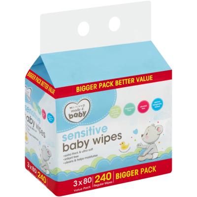 Made 4 Baby Baby Wipes Sensitive 3 Packs x 80 Wipes - Clicks