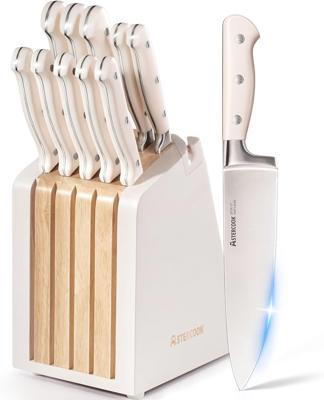 Amazon.com: Knife Set,Astercook Kitchen Knife Set with Block 14-Piece Full Tang Stainless Steel Knives with Sharpener Dishwasher Safe and Anti-Slip Er