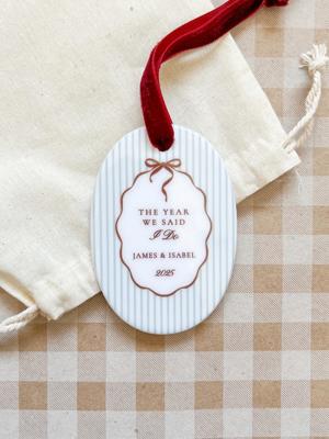 Personalized Newlywed Christmas Ornament, Striped Ceramic Keepsake - Etsy Canada