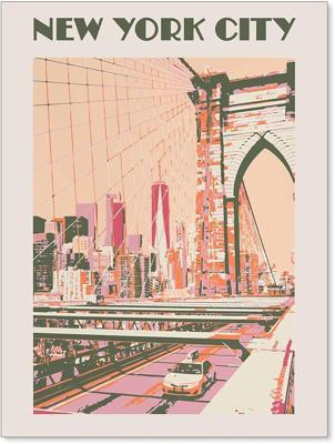Amazon.com: New York City Landscape Pink Posters Retro Us Landmarks Scenery Wall Art Vintage Bridge Canvas Painting for Living Room Bedroom Wall Decor