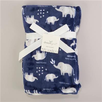 dreamgro Elephant Blue Velboa Blanket