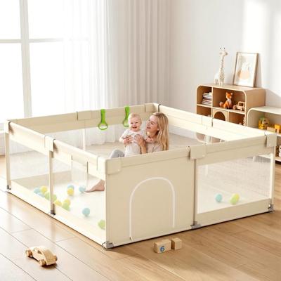 Amazon.com : Uanlauo Beige Small Baby Playpen - 47x47in Playpen for Babies and Toddlers, Safe Indoor Play Pen, Baby Pen with Storage Bag and Breathabl