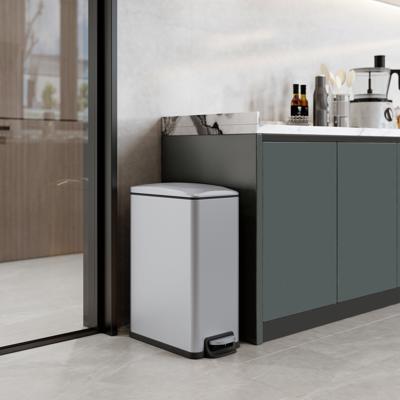 Innovaze Stainless Steel Step-On Trash Can with Bin Lid, Slim Kitchen Garbage Can, 11.9 Gallon, Silver - Walmart.com