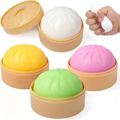 Amazon.com: 4 Pack Dumpling Squishies Toy Mystery Box, Colorful Dumplings Stress Balls Fidget Sensory Toy, Bun with Food Steamer Stretchy Desk Toys So