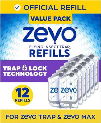 Amazon.com : Zevo Flying Insect Trap Official Refill Cartridges - Fits Both Zevo Trap & MAX Indoor Fly Trap - Authentic Trap Lock Technology to Catch