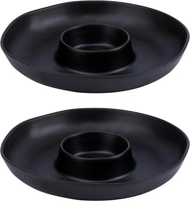 Amazon.com | ZAROCRUS Chip & Dip Serving Set, 2 PCS Divided Cheeses Serving Platter, Relish Tray, Round Compartment Appetizer Set for Chips and Dip, V