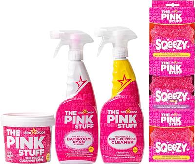 Amazon.com: Stardrops – The Pink Stuff Ultimate Cleaning Pack – Miracle Cleaning Paste, Multi-Purpose Spray & Bathroom Foam – Cuts Grease, Removes Sta