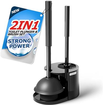Amazon.com: FORASTO 2 in 1 Toilet Plunger and Brush Set，Extended Handle Plunger，Toilet Bowl Brush Plunger Set, Bathroom Cleaning Tools ，Toilet Brush P