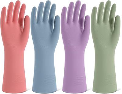 Amazon.com: Rubber Cleaning Gloves for Dishwashing, 4 Pairs Reusable Kitchen Gloves for Washing Dishes and Household Cleaning, Colorful Dish Gloves wi