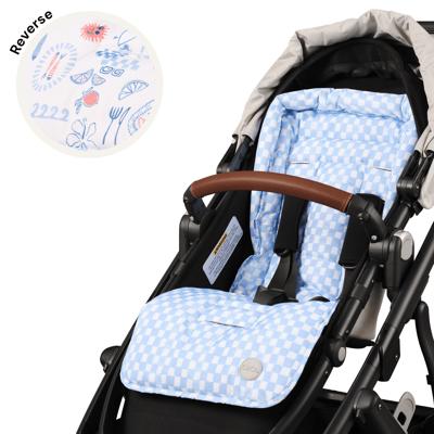 Pram Liner for Boys | Blue Check & Mediterranean Print (Reversible) — OiOi