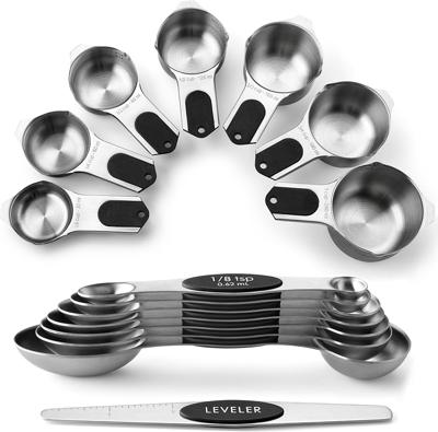 Amazon.com: Spring Chef Magnetic Measuring Cups & Spoons Set, Patented, Strong N45 Magnets, Heavy Duty Stainless Steel Fits in Spice Jars for Baking &