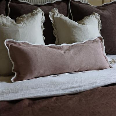 Chloe Dusty Pink Scalloped Edge Bolster Cushion 80x30