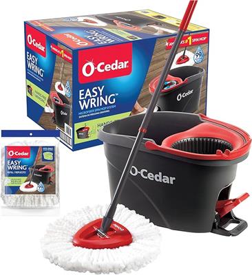 Amazon.com: O-Cedar EasyWring Microfiber Spin Mop, Bucket Floor Cleaning System, Red, Gray, Standard : Health & Household